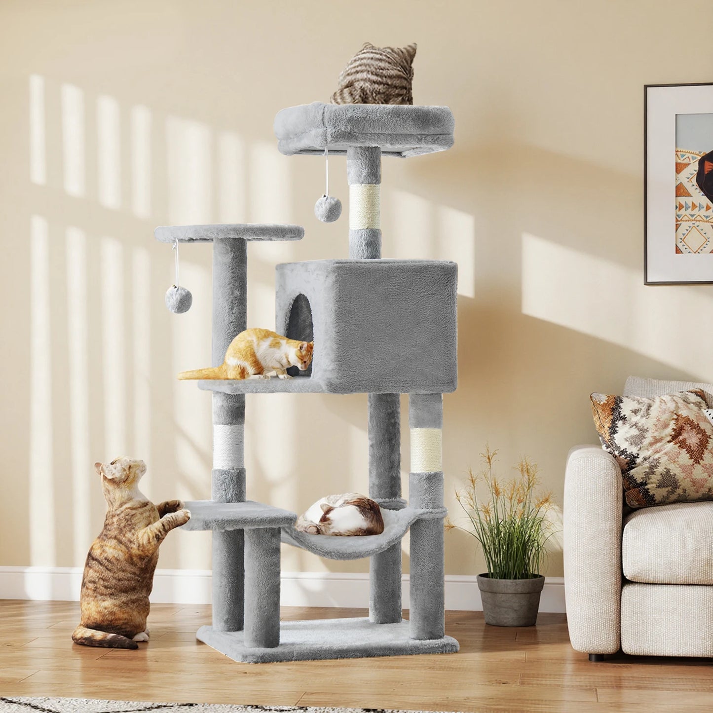 JHK Cat Tree Tall Multi-Cat Climbing Tower Sisal Posts