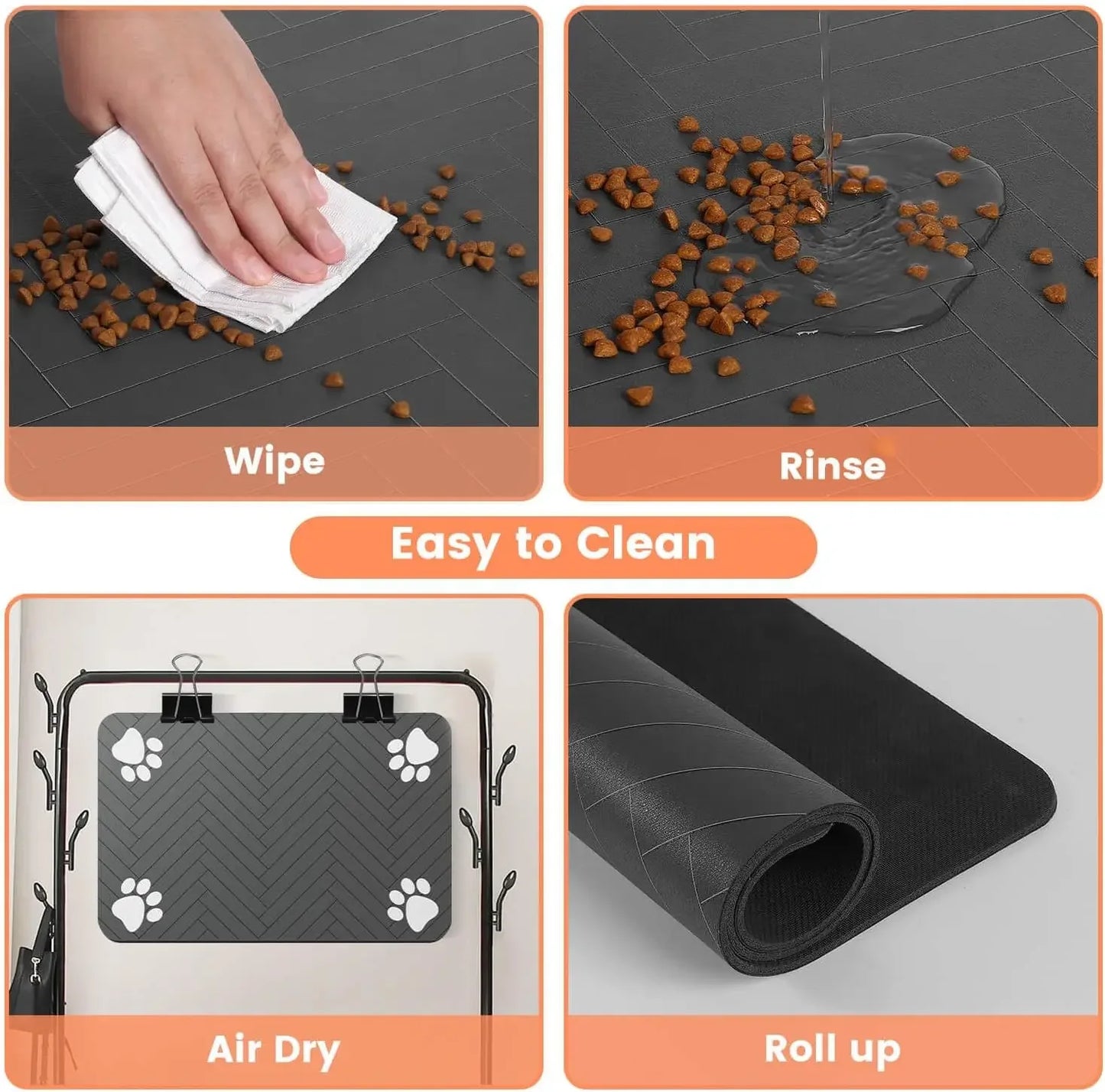Absorbent Pet Feeding Mat With Waterproof Backing For Dogs Cats