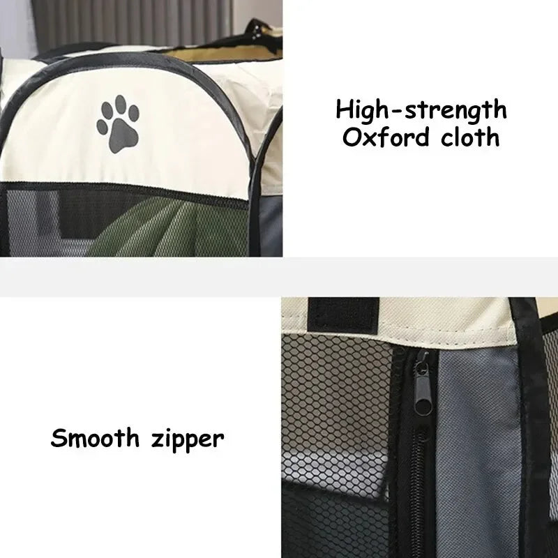 Portable Foldable Pet Tent Kennel Octagonal Fence Shelter