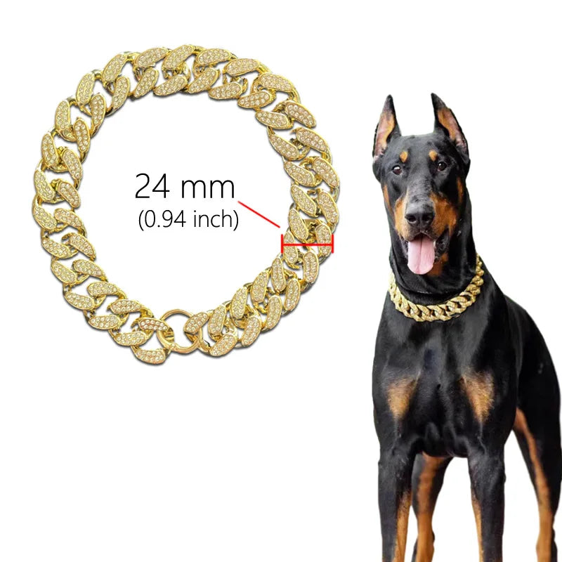 NONECN ABS Plastic Dog Collar Diamond Inlay Sparkle Necklace
