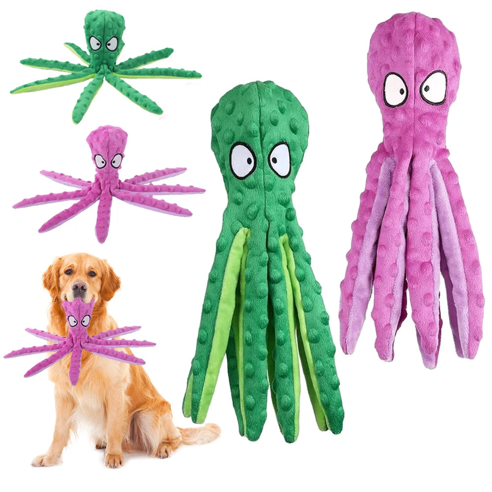 Octopus Dog Toy No Stuffing Squeaky Plush Puzzle Toy
