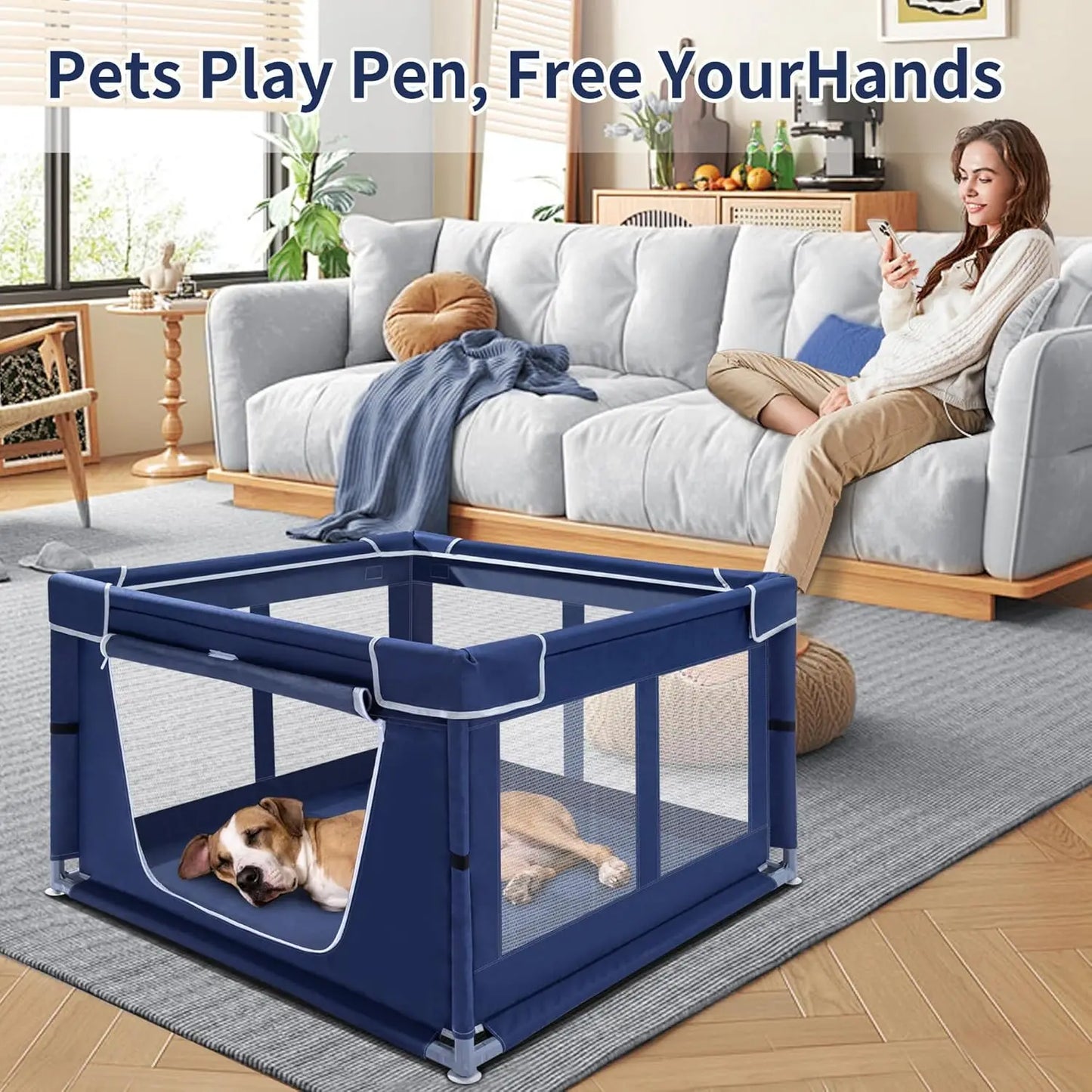 Indoor Dog Playpen With Gate For Puppies And Small Pets