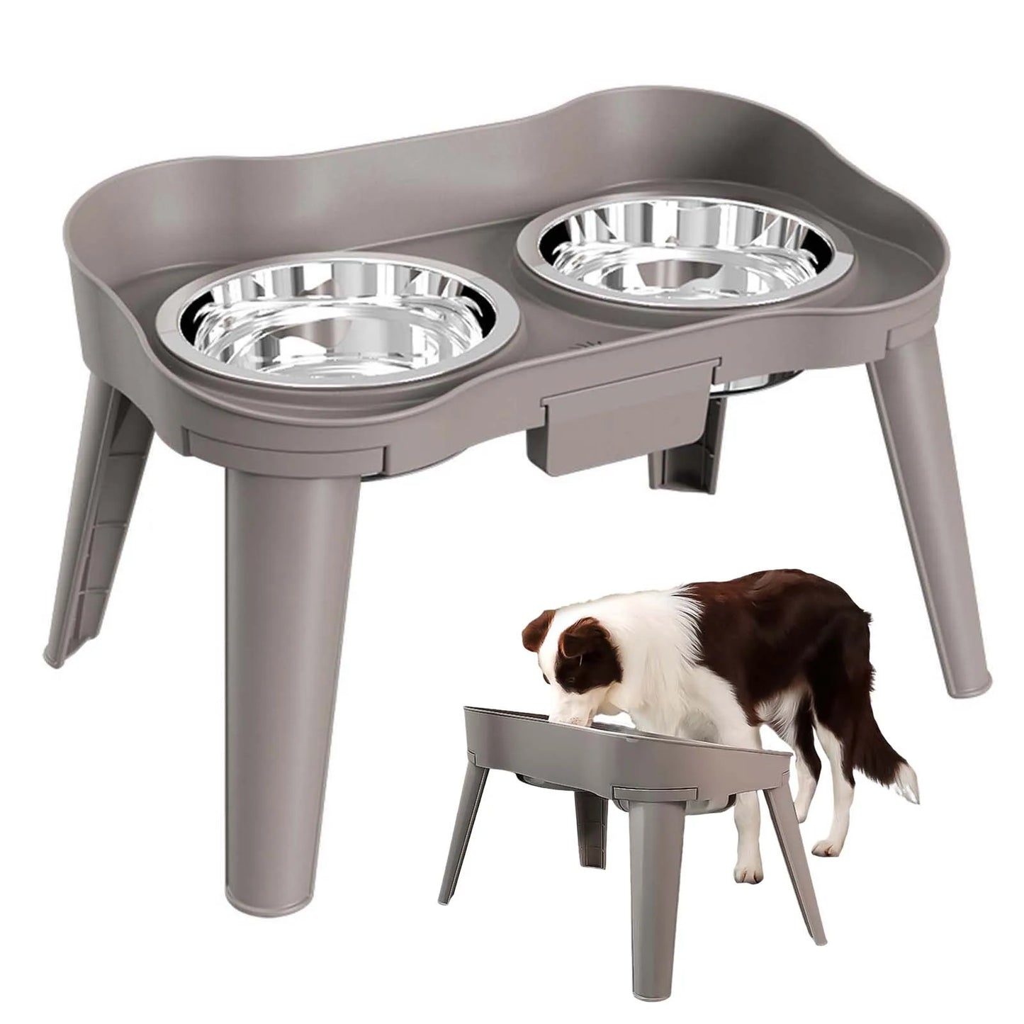 None Elevated Dog Feeder Stainless Steel Non Slip No Spill