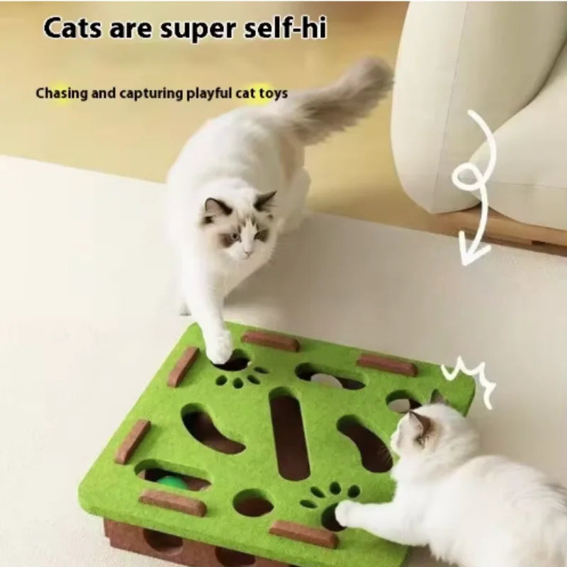 Interactive Cat Toy Maze Puzzle for Kitten with Bell Balls