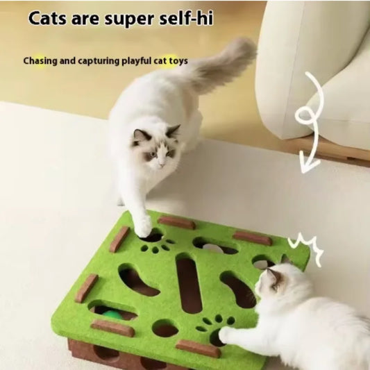 Interactive Cat Toy Maze Puzzle for Kitten with Bell Balls